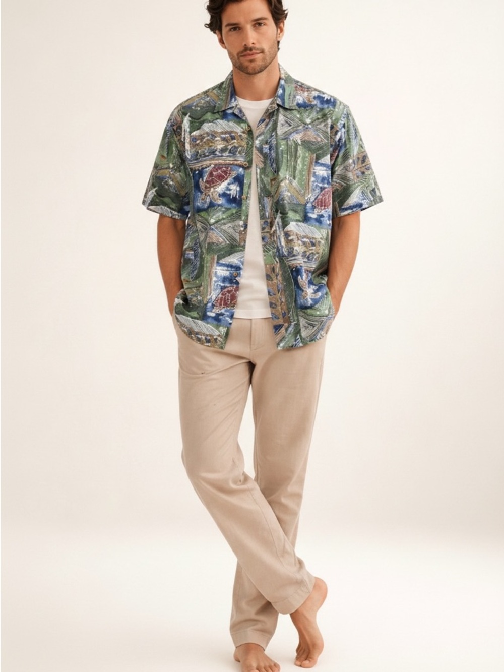 Vintage Cooke Street Honolulu Turtle Print Shirt Hawaiian Large